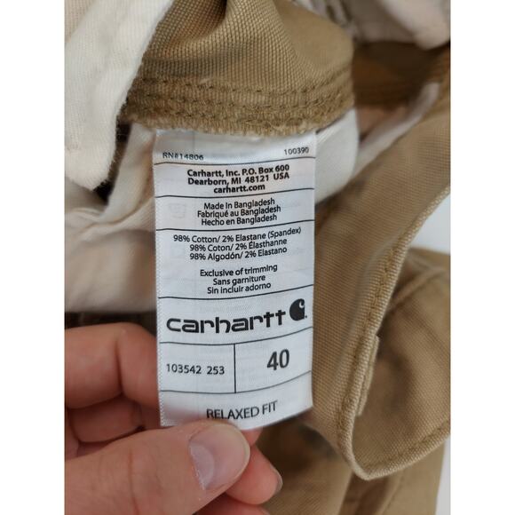 Carhartt Men's Rugged Flex Relaxed Fit Canvas Cargo Work Shorts Khaki Size 40 - Picture 6 of 9